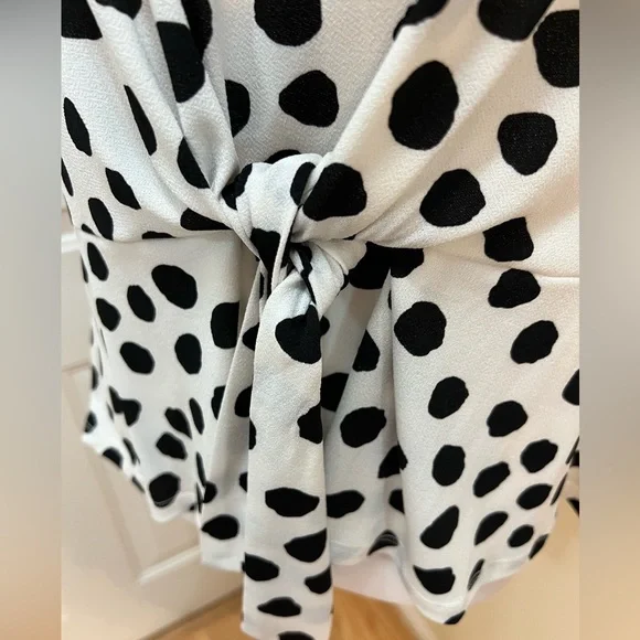 Kasper - Polka dot tie waist knit top - SZ L - Picture 7 of 10